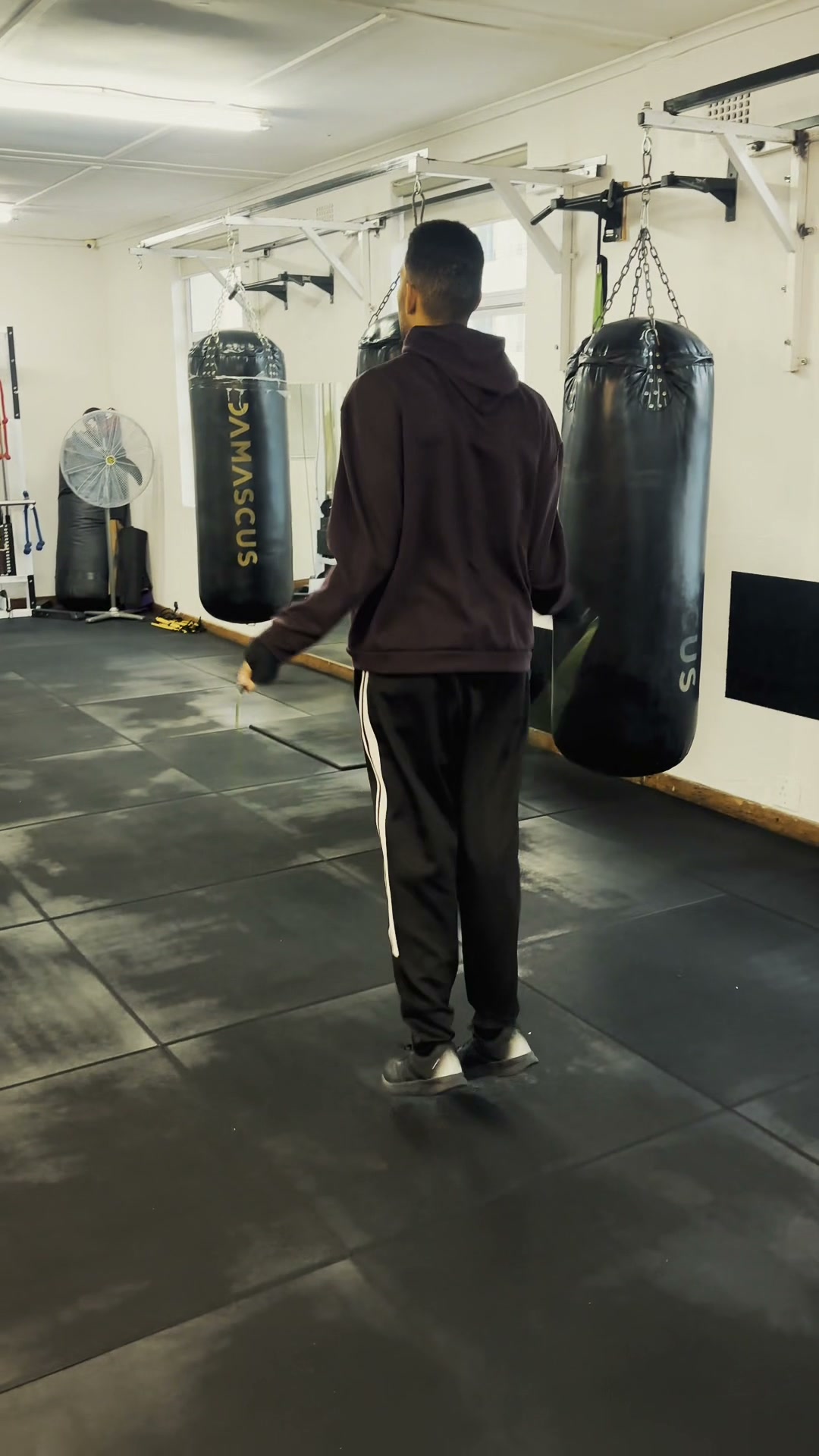 One-on-one heavy bag work with Coach Prince